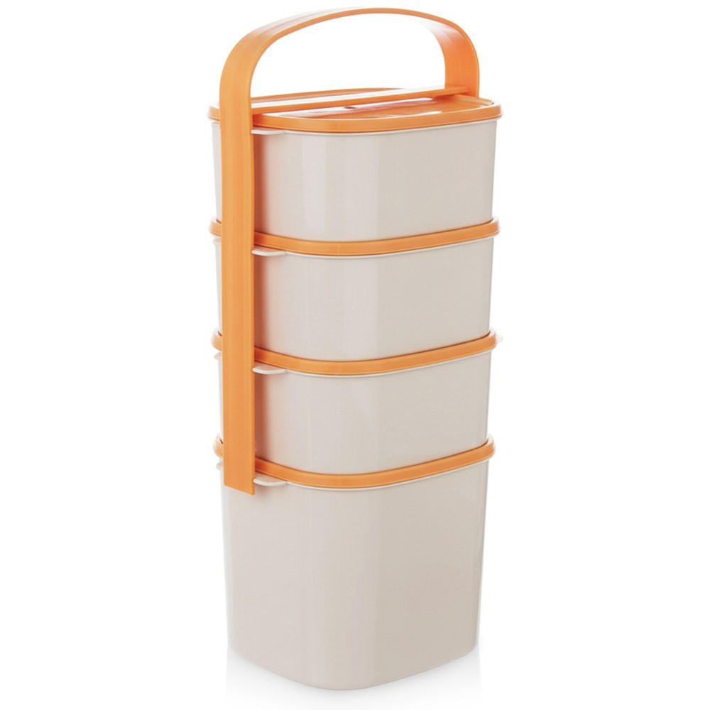 LUNCHBOX 4-stöckige aus Kunststoff 2 l 3 x 1,15 l - Orange, Kunststoff (15/37/15cm) - Orion 