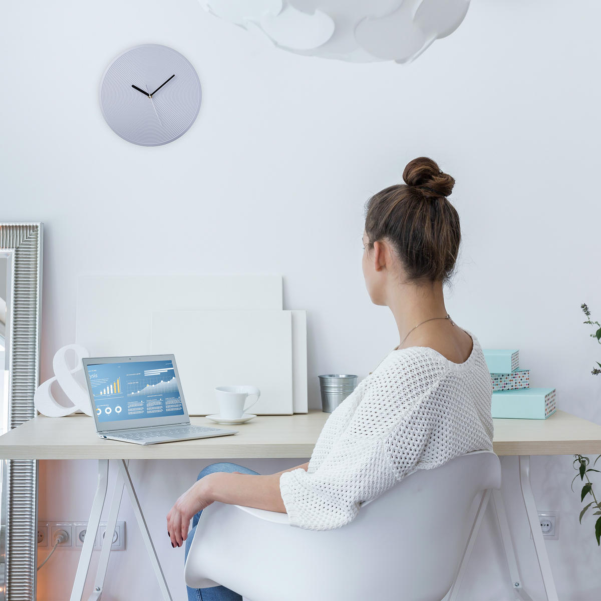 WANDUHR - Grau, Kunststoff/Metall (30.5/30.5/4cm) - Relaxdays