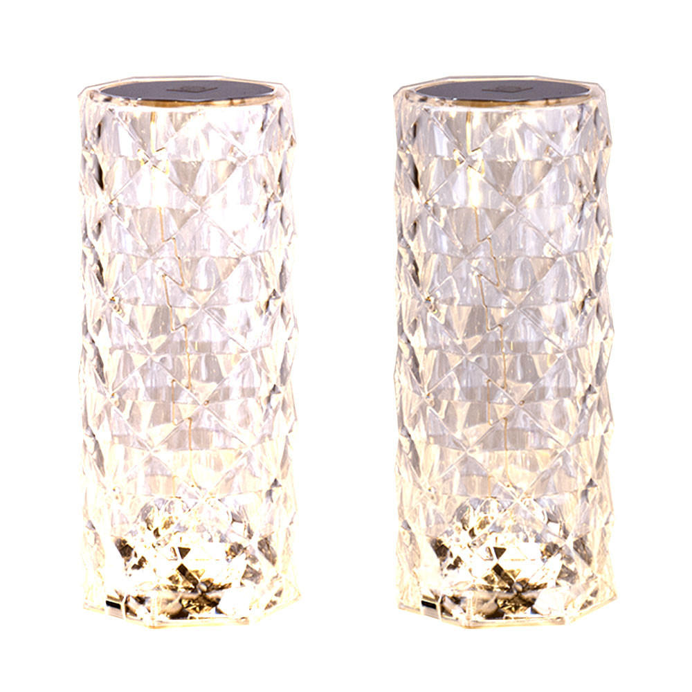 LED TISCHLEUCHTE Metall Kristallklar Silber 2er Set - Silberfarben, Kunststoff (9/9/21cm) - Globo Lighting