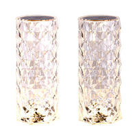 LED TISCHLEUCHTE Metall Kristallklar Silber 2er Set - Silberfarben, Kunststoff (9/9/21cm) - Globo Lighting