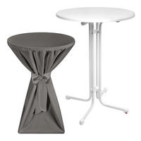 STEHTISCH Sylt Ø 70cm Weiß mit Premium Stehtischhusse Ø 70cm Anthrazit - Anthrazit/Schwarz, Kunststoff/Textil (70/70/110cm) - Beautissu 