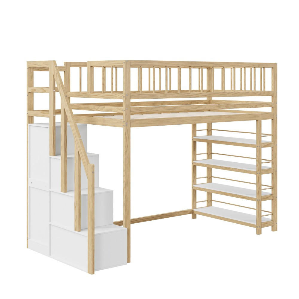 HOCHBETT 90 x 200cm mit Sicherheitskletterleiter，Holzfarbe - Naturfarben, Holz (90/200cm) - KOMHTOM