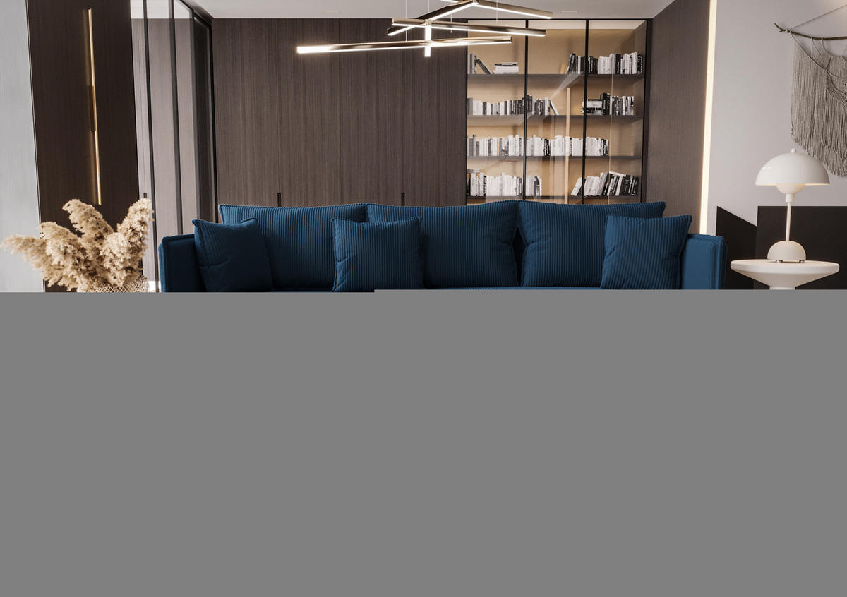 ECKSOFA mit Schlaffunktion MILANO L Poso 005 Links - Blau, Textil (245/185cm) - Bedante
