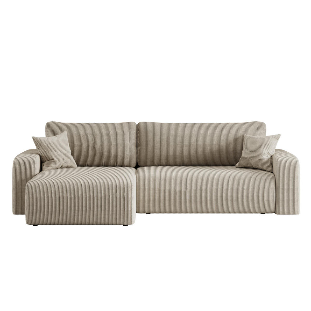 SCHLAFSOFA MILANO XL und bettkasten stoff Poso Dicker Cord Dunkelbeige Links - Beige, Holz (274/82/145cm) - Kaiser Möbel