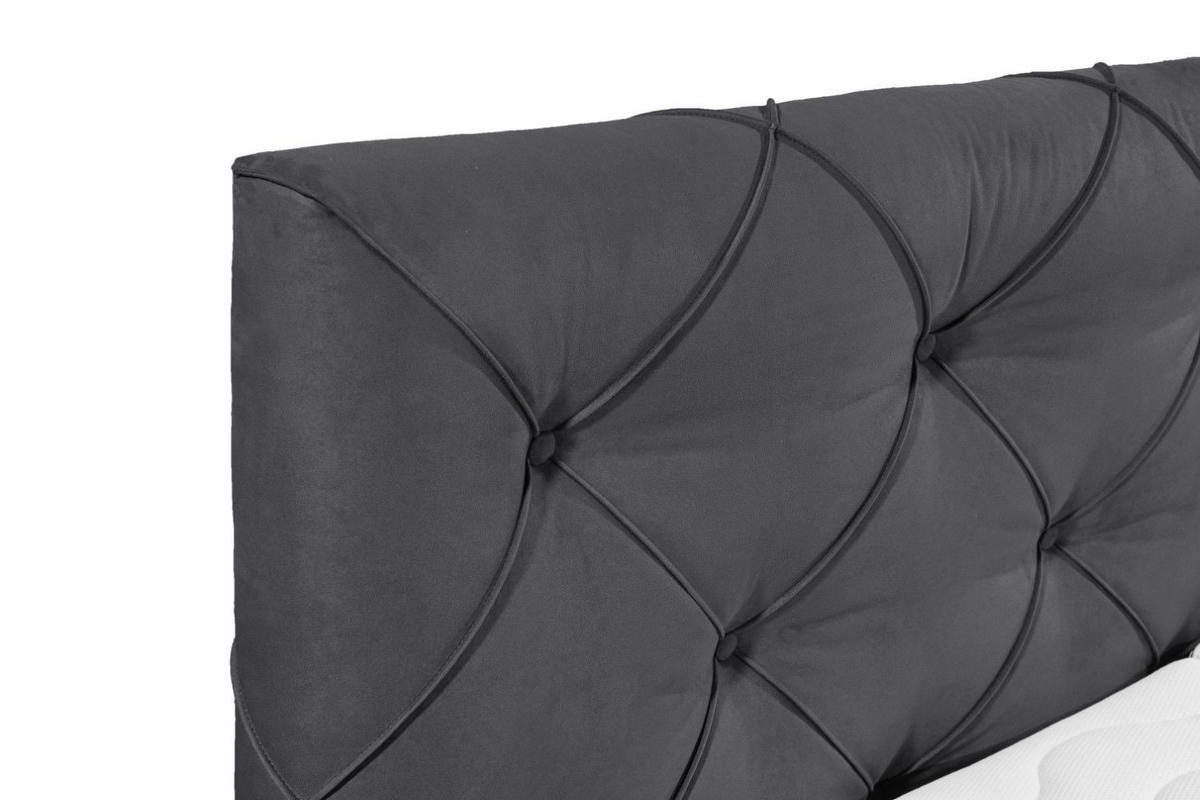 BOXSPRINGBETT 180x200 – Motorfunktion, 7-Zonen-Tonnentaschen-Federkernmatratze, Gel-Lux-Topper - Anthrazit/Schwarz, Holz/Kunststoff (180/200cm) - ed exciting design