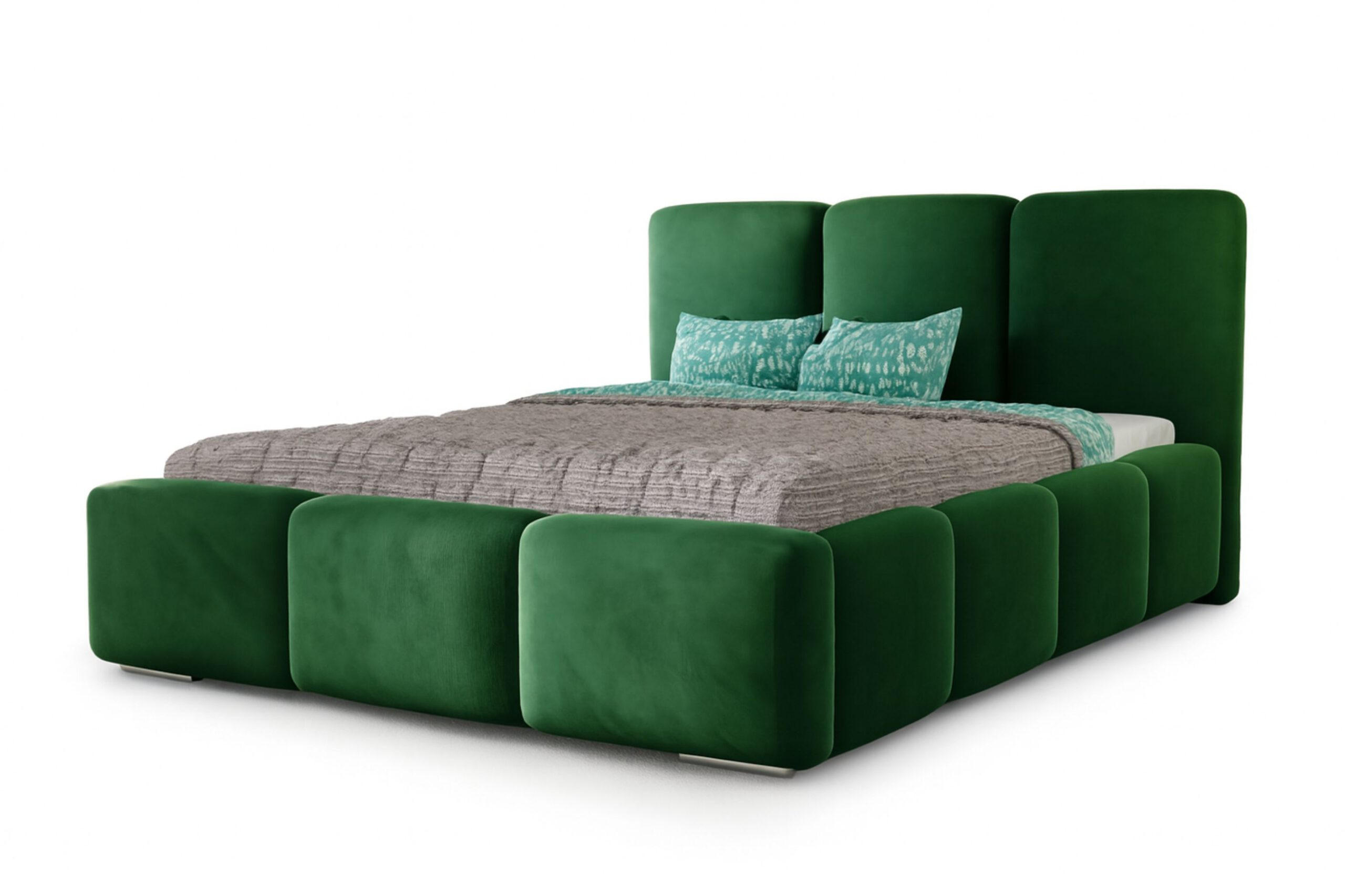 POLSTERBETT ROYAL, 160 x 200 cm mit Bettkasten und Lattenrost aus Metall, Velourstoff, Frabe: Grün - Grün, Holz/Kunststoff (160/200cm) - Agmat-Furniture