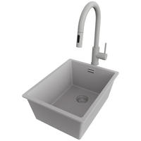 GRANITSPÜLE London Slim, 2-er set Grau 36/47 cm 1 Becken + Küchenarmatur 40/20 cm + Ablauf-Set ab 40er Unterschrank - Grau, Kunststoff (36/20/47cm) - Primagran