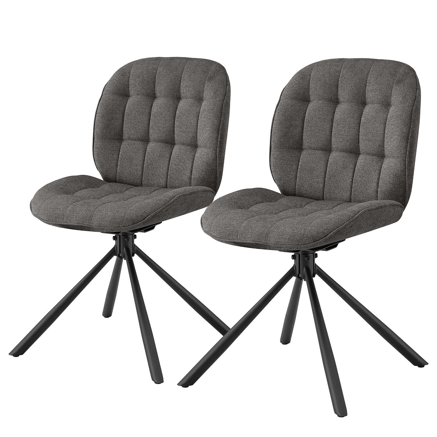 DREHBARER POLSTERSTUHL - 2er-Set - Anthrazit, Textil/Metall (48/85/58cm) - home24