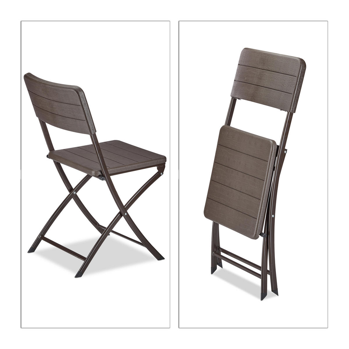 2XGARTENSTUHL - Braun, Kunststoff/Metall (43.5/82/47cm) - Relaxdays