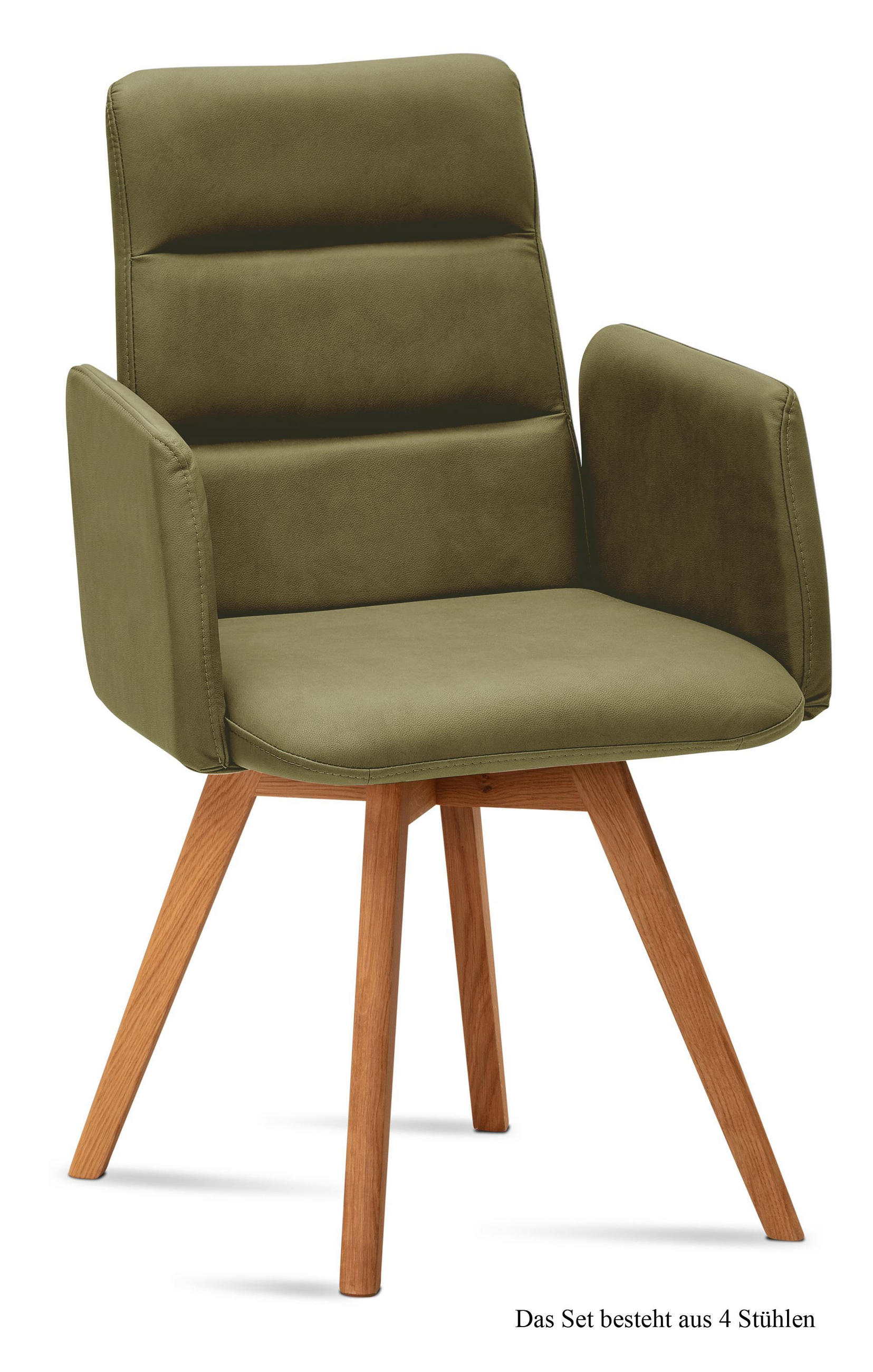 ARMLEHNSTUHL (4er-Set) Dobka 52x92x60 Eiche geölt/Olivgrün - Eichefarben/Olivgrün, Kunststoff (60/92/52cm) - 58aufmkessel