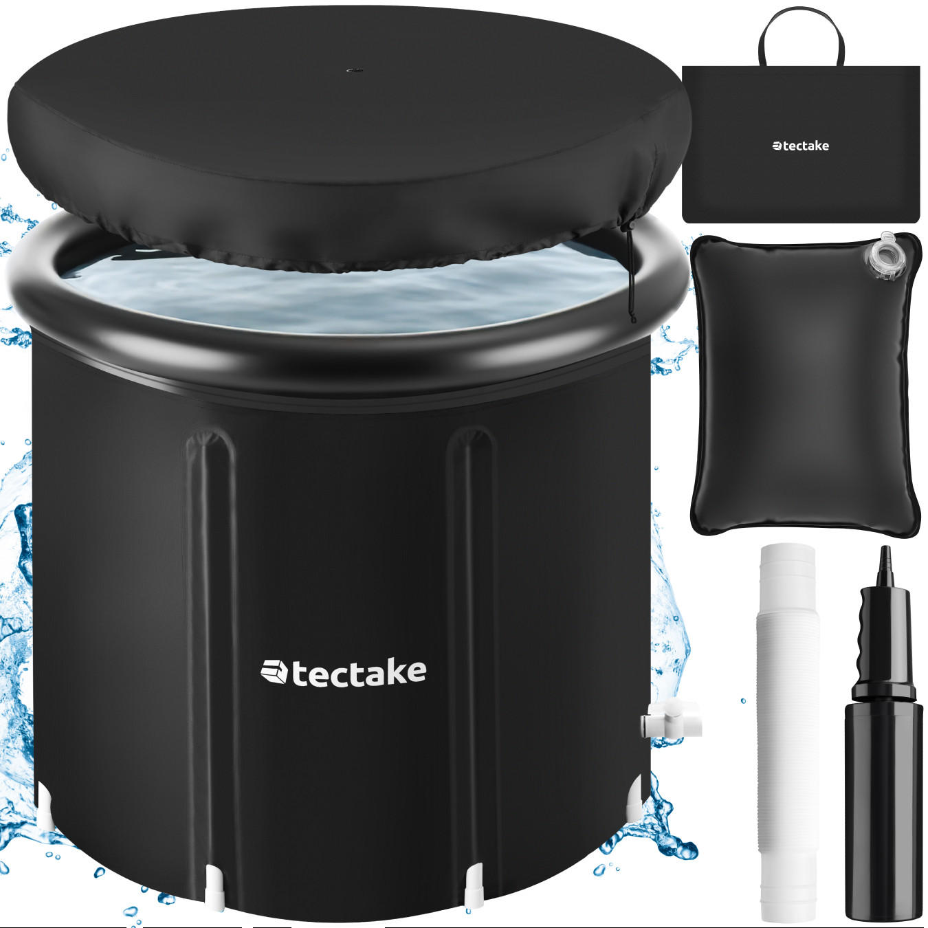 EISBADETONNE Helsinki,inkl. Tragetasche, Pumpe und Wasserkissen,schwarz - Schwarz, Kunststoff (90/75/90cm) - tectake