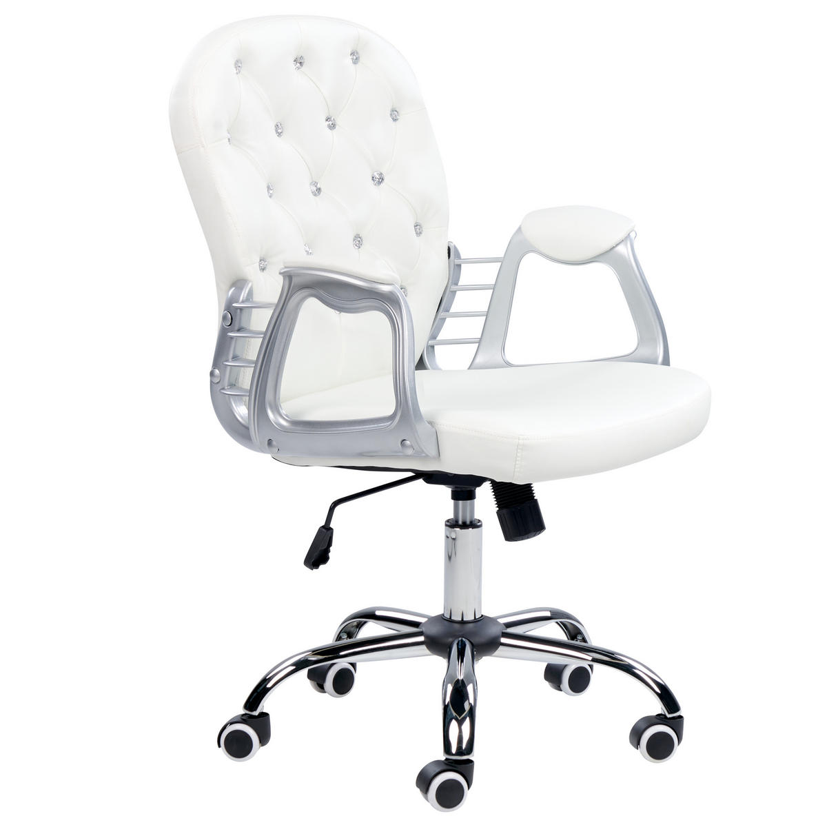 BÜROSTUHL Kunstleder Weiß Princess - Weiß, Textil/Metall (60/98/60cm) - Beliani