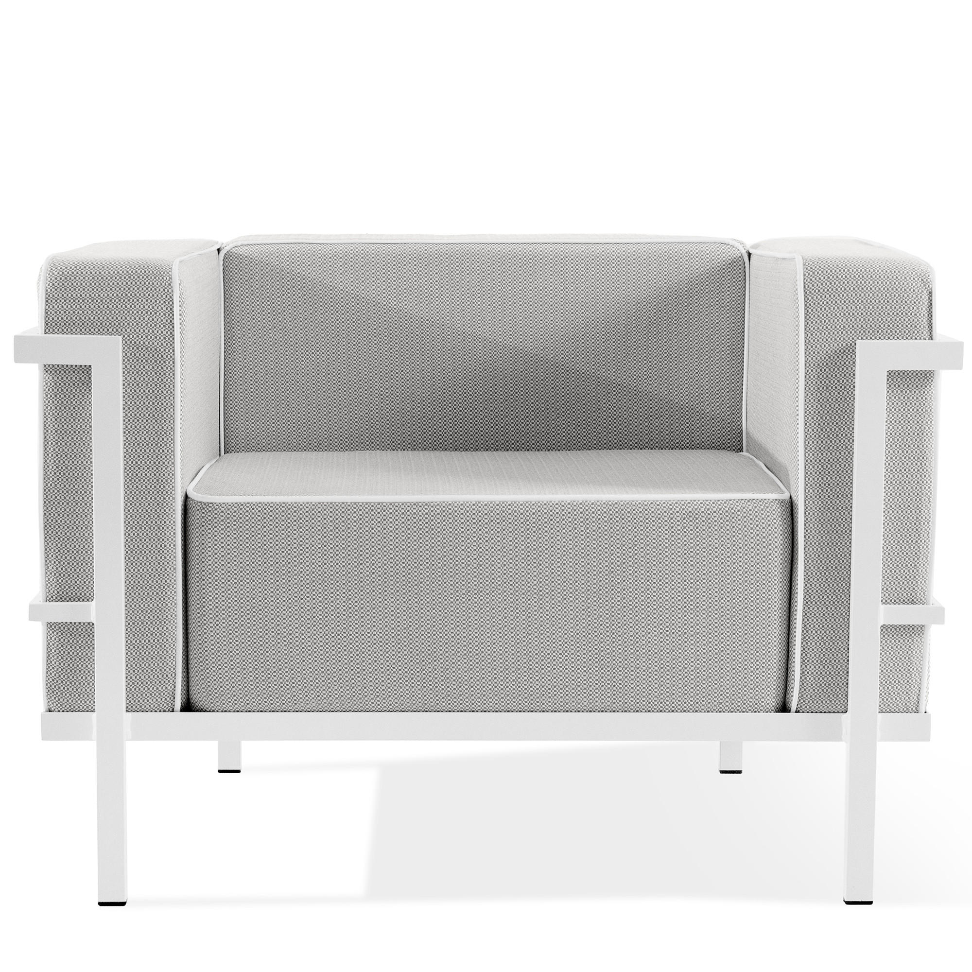GARTENSESSEL TRIGLO Stahlgestell, Modern, Weiß - Dunkelgrau/Weiß, Textil/Metall (99/70/69cm) - KONSIMO®
