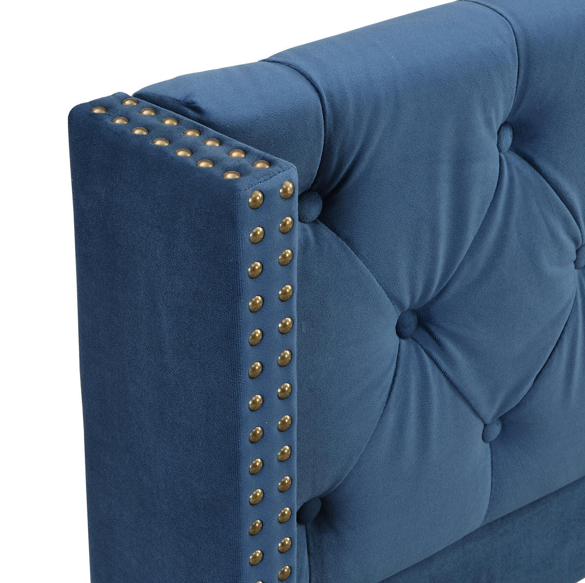 BETT mit Lattenrost 90x200 cm Samt Blau - Blau, Metall (90/200cm) - Meubliv