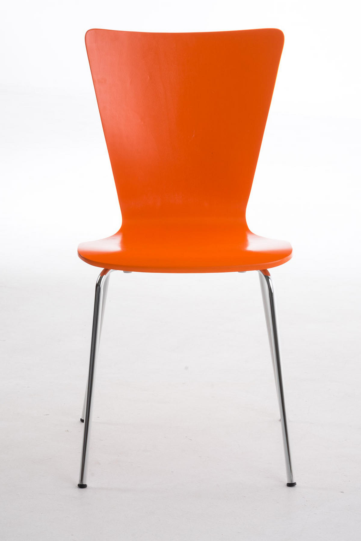 BESUCHERSTUHL Jaron mit Holzsitz und Metallgestell, Farbe: Orange - Chromfarben/Orange, Holz/Metall (43/84/50cm) - TPFLiving