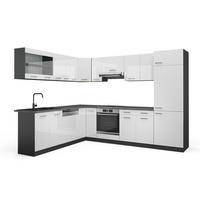 ECKKÜCHE R-Line Weiß Hochglanz/Anthrazit 227 x 287 cm ohne AP - Weiß Hochglanz/Anthrazit, Holzwerkstoff (287/81.6/46cm) - Vicco