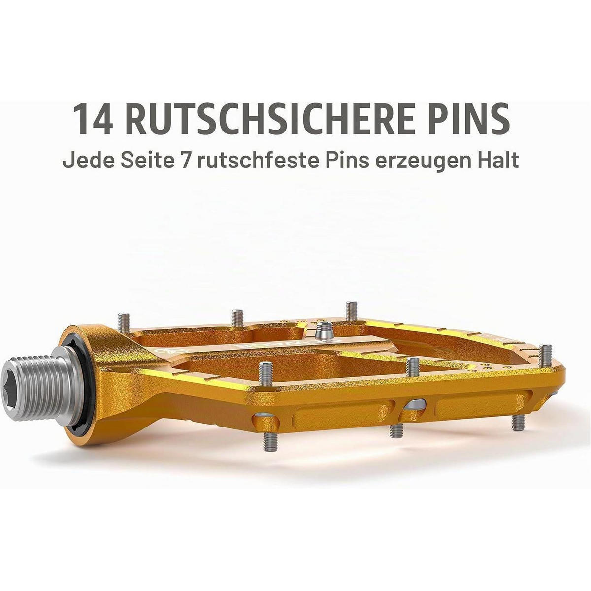 FAHRRADPEDALE CNC Aluminium 3-fach-Lagersystem 9/16″ Chromoly ultraflach kompakt Gold - Goldfarben, Metall (10.4/1.5/11cm)