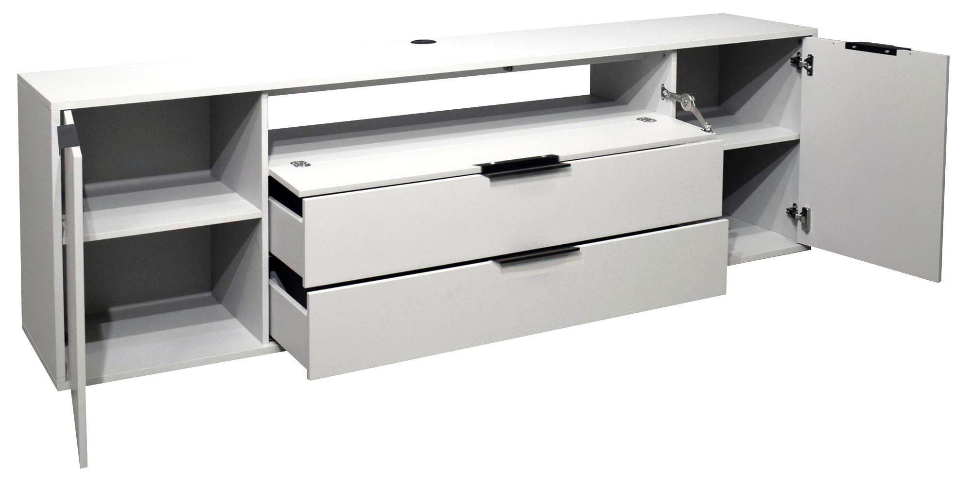 LOWBOARD Erna 216x45x67 Kreidegrau matt Lack - Hellgrau, Holzwerkstoff (216/67/45cm) - 58aufmkessel