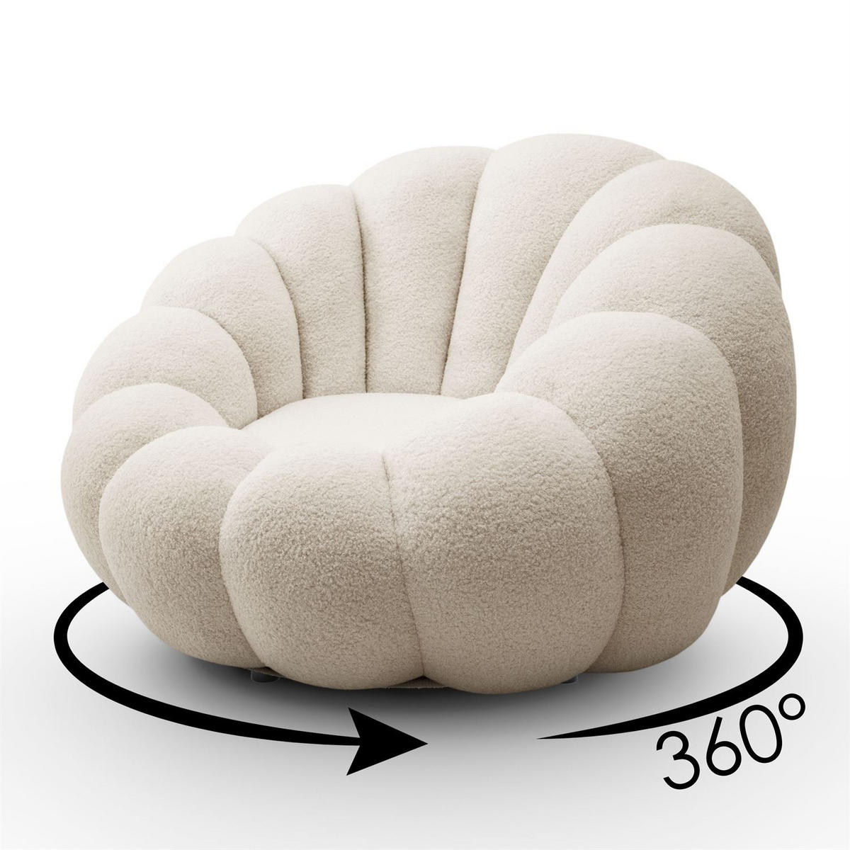 DREHSESSEL FLUFFY mit Fußstütze - Beige, Textil (95/60/95cm) - Lookway