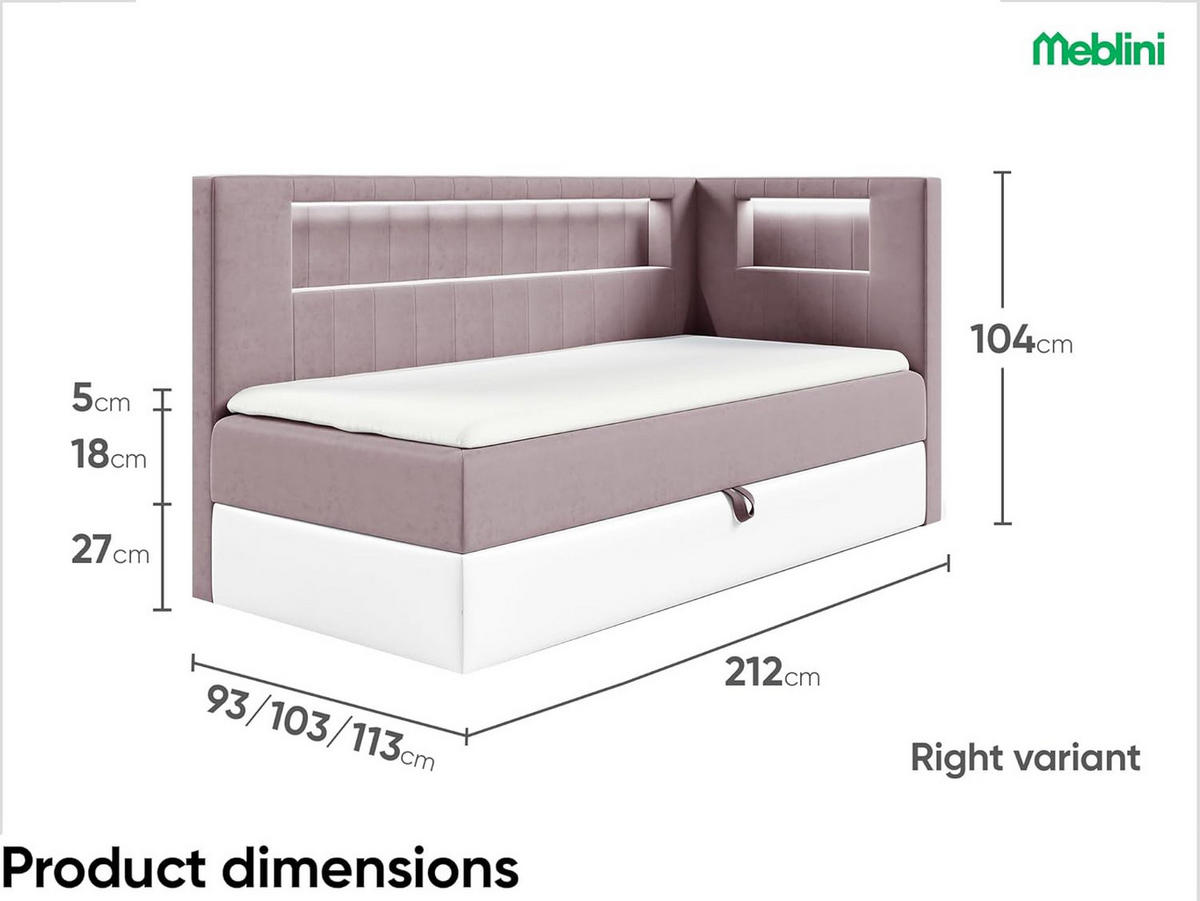 KINDERBETT GARETH 3 - Lila/Weiß, Holzwerkstoff (93/212cm) - Meblini