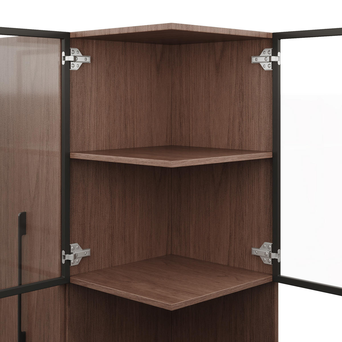 VITRINE 70cm Walnuss Glas LED Ausziehregal modern - Braun, Holzwerkstoff (70/160/38cm) - FLIEKS