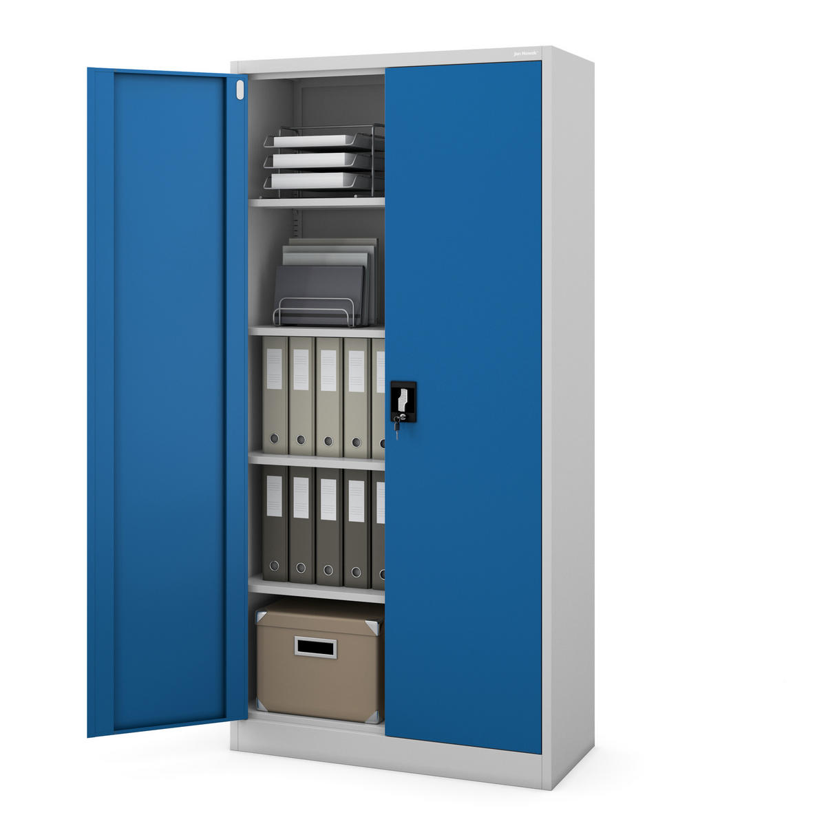 AKTENSCHRANK JAN 185x90x45 cm - Blau/Weiß, Metall (90/185/40cm) - Jan Nowak