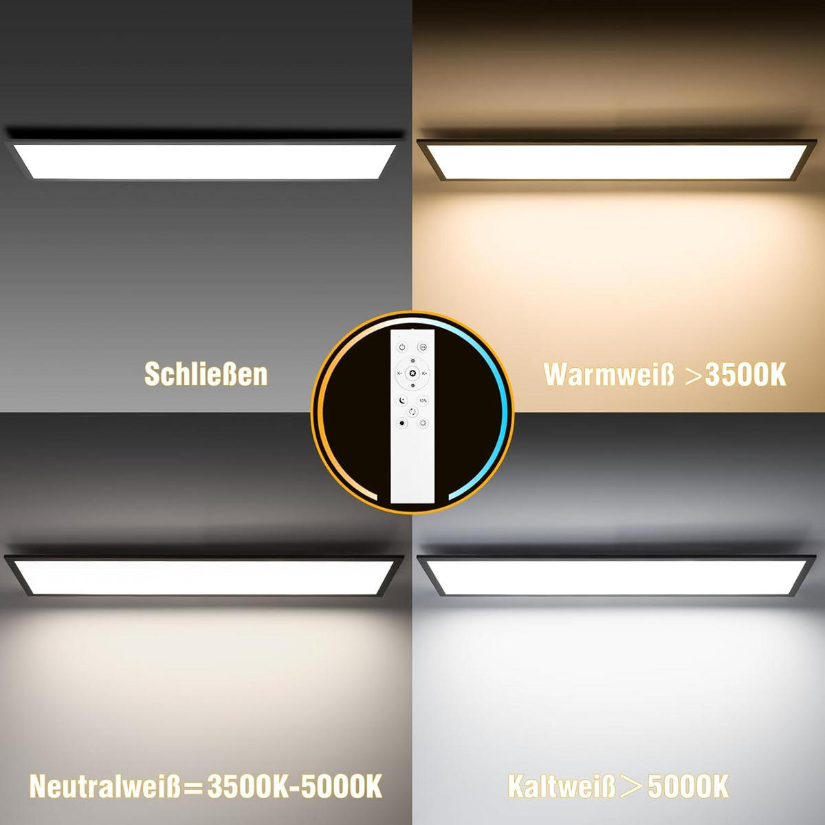 DECKENLEUCHTE PA1061WB LED Panel 120/30/3.9 CM 2er-Set - Weiß, Metall (58/20/3.9cm) - LOVHAUS