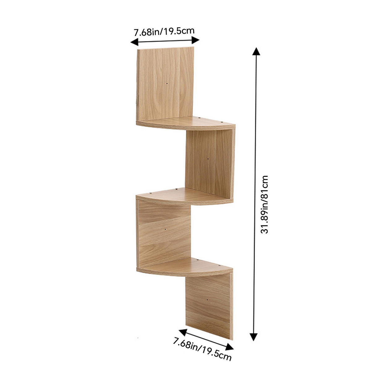 WANDREGAL 19.5/19.5/81 cm 3-Stufig Wandmontage Holz Hellbraun - Hellbraun, Holzwerkstoff (19.5/81/19.5cm) - Livingandhome