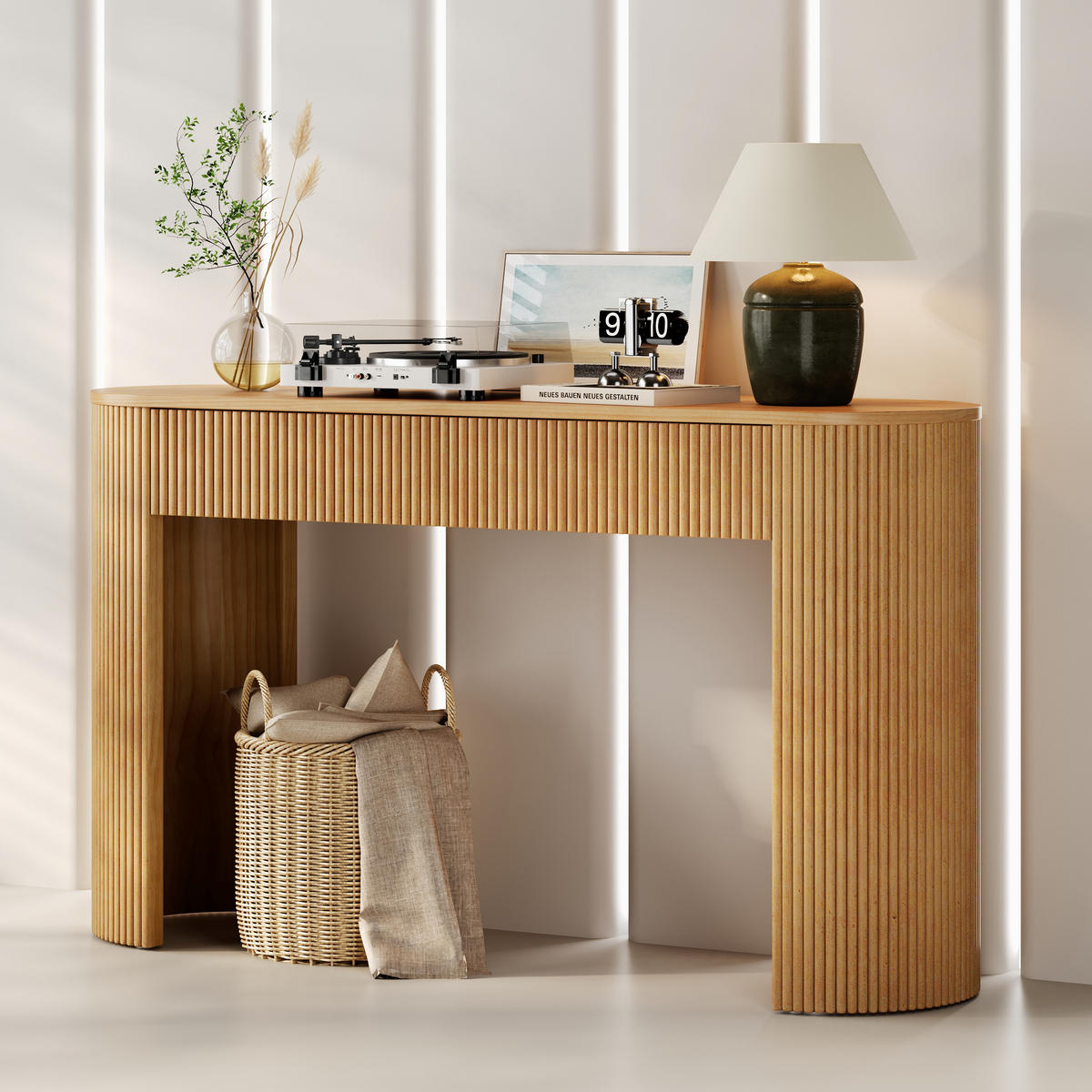 KONSOLENTISCH 120/33/76 cm natur aus MDF mit 2 Schubladen - Naturfarben, Holzwerkstoff (120/33/76cm) - OKWISH