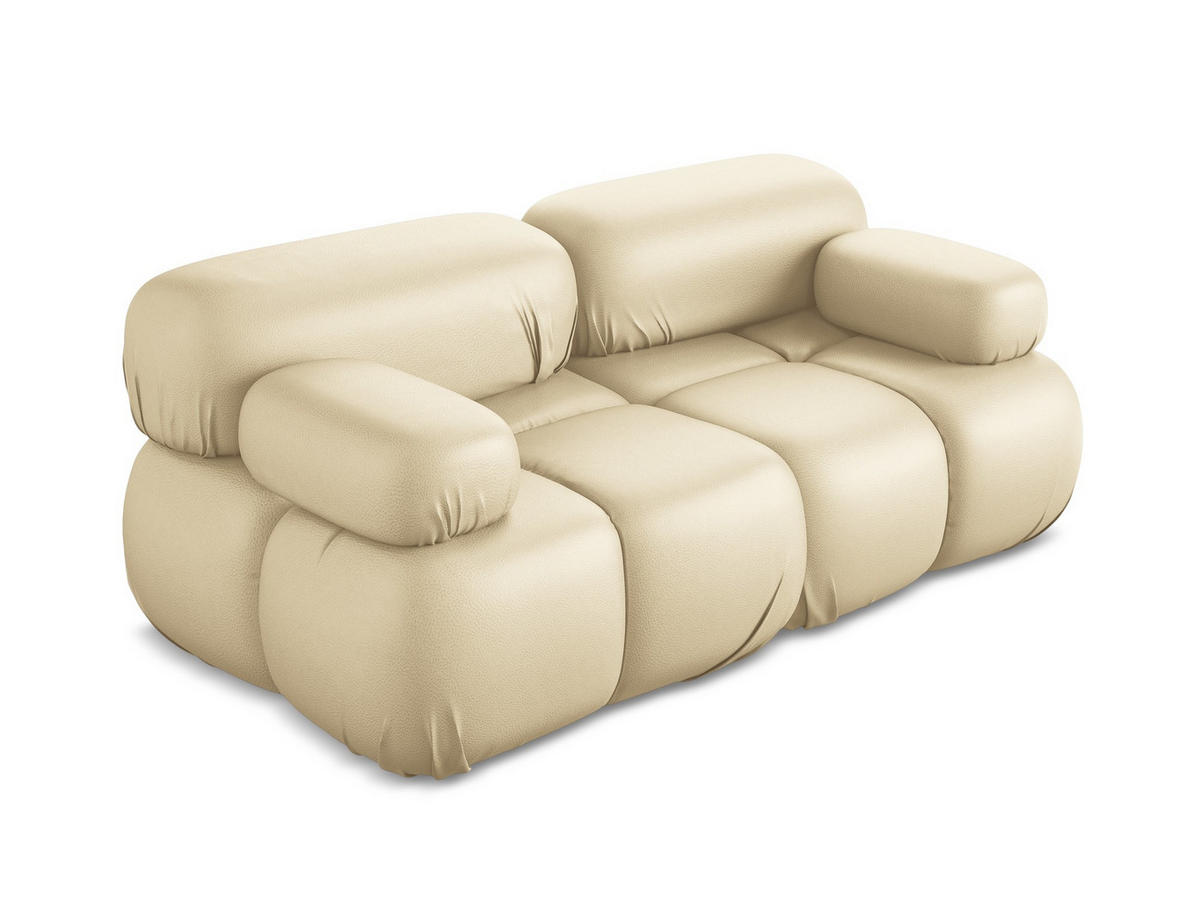 2-SITZER-SOFA Kunstleder Beige - Beige/Schwarz, Leder/Kunststoff (190/70/96cm) - Makamii