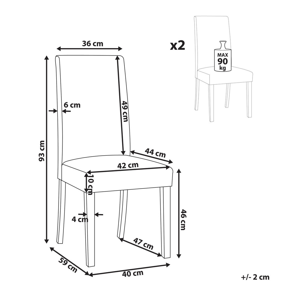ESSZIMMERSTUHL 2er-Set Kunstleder Weiß Broadway - Weiß, Holz/Textil (42/93/59cm) - Beliani