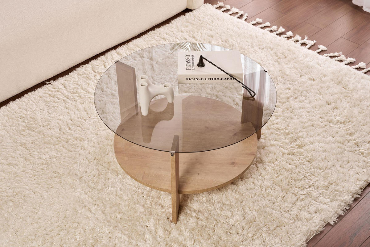 COUCHTISCH Clara Eiche Saphir/Rauchglas - Braun, Holz (75/75/40cm) - Habitat Garten
