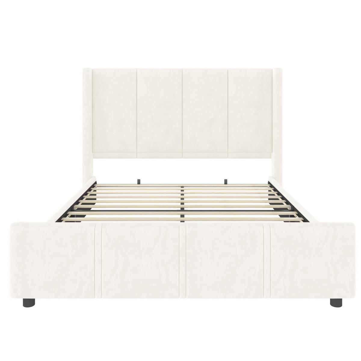 POLSTERBETT 140/200 cm mit hohem Kopf- und Fußteil, USB- und Typ-C-Anschluss, Samtoptik, Beige - Beige, Textil (140/200cm) - Redom