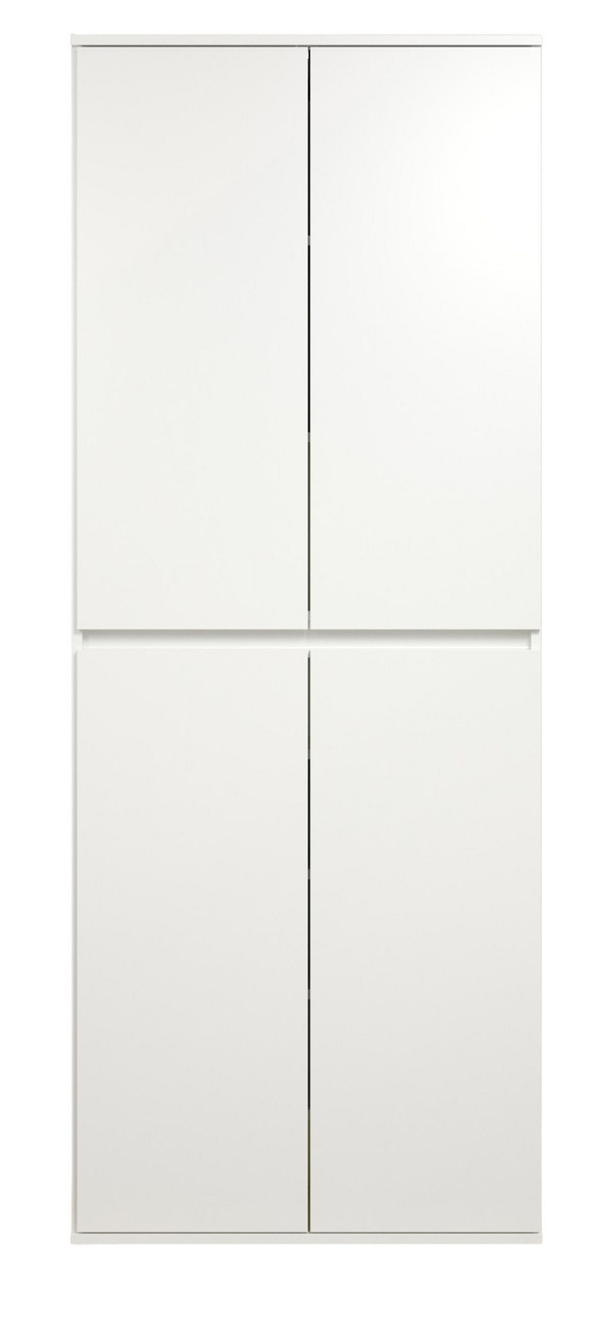GARDEROBENSCHRANK weiß 74 x 191 cm, Schuhschrank 4-türig - Schwarz/Weiß, Holzwerkstoff/Kunststoff (74/191/34cm) - Top.Furn