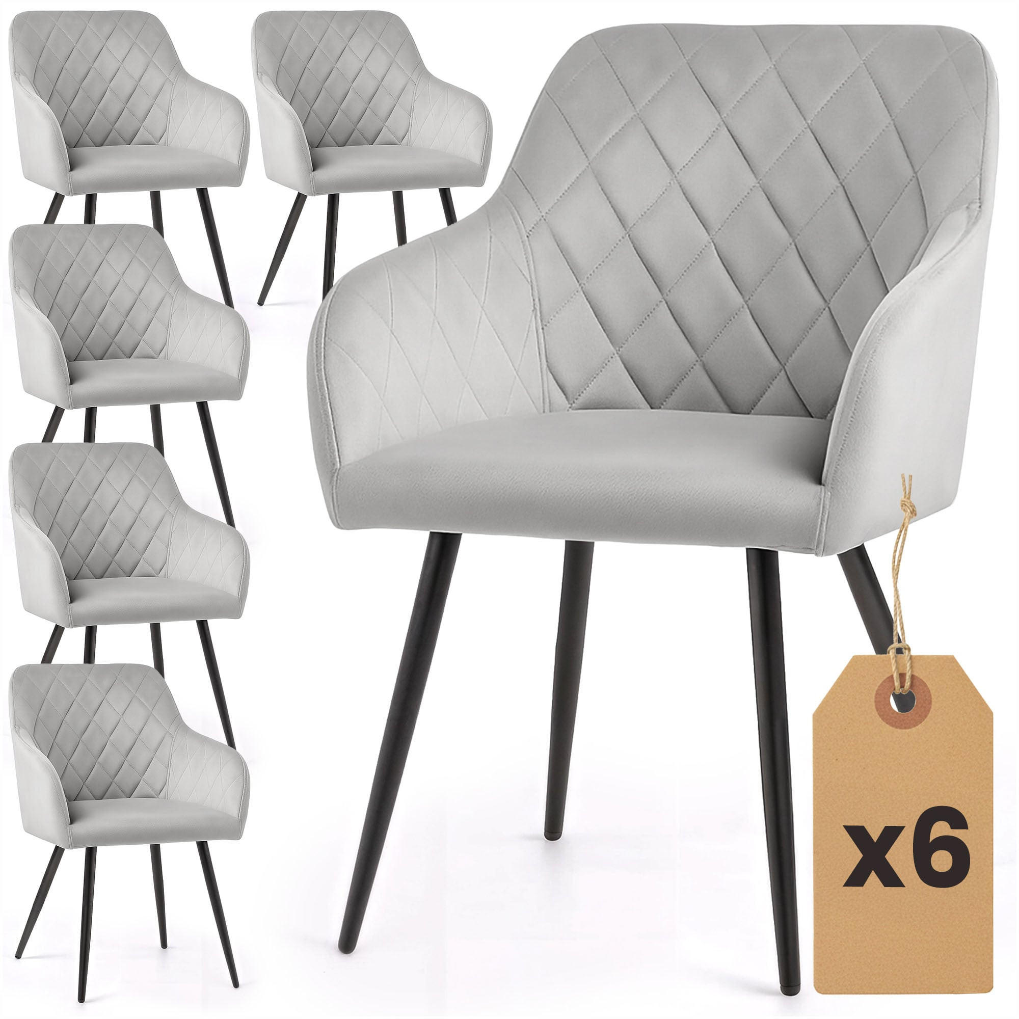 POLSTERSTUHL 6er Set, Metallbeine Grau, Schwarz 54,5/82/58 - Schwarz/Grau, Textil (55/82/58cm) - RAUMHIRSCH FURNITURE