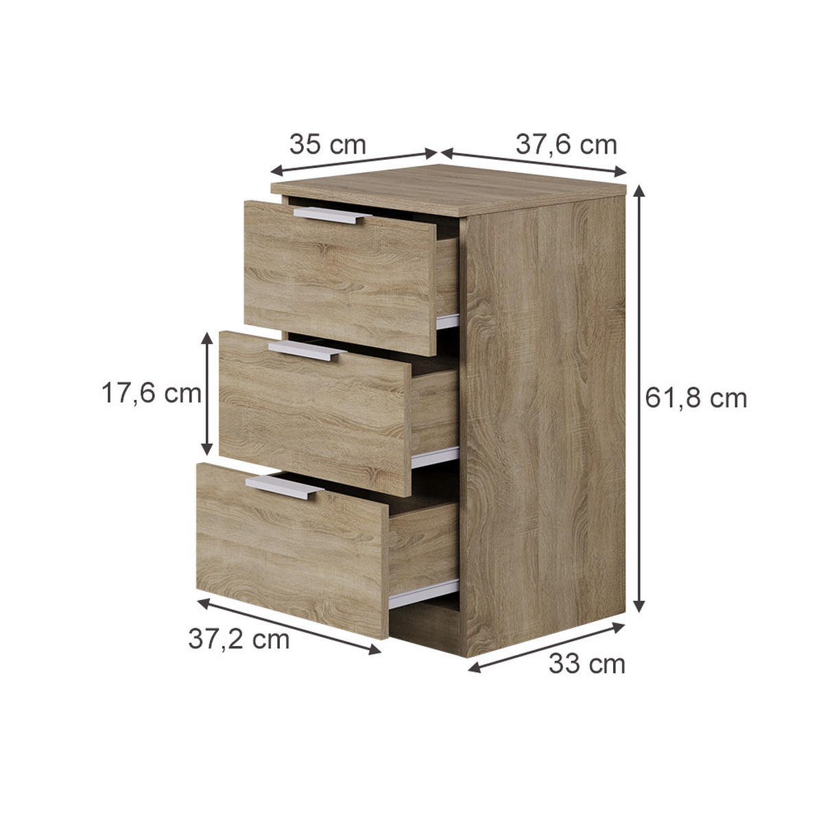 NOČNÍ STOLEK Fino Sonoma - Sonoma dub, kompozitní dřevo (37.6/61.8/35cm) - Vicco