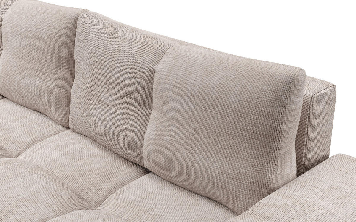 BETTSOFA DUCA Beige Jersey- Stoff mit Schlaffunktion - Beige, Holz (259/90/99cm) - MASSENO