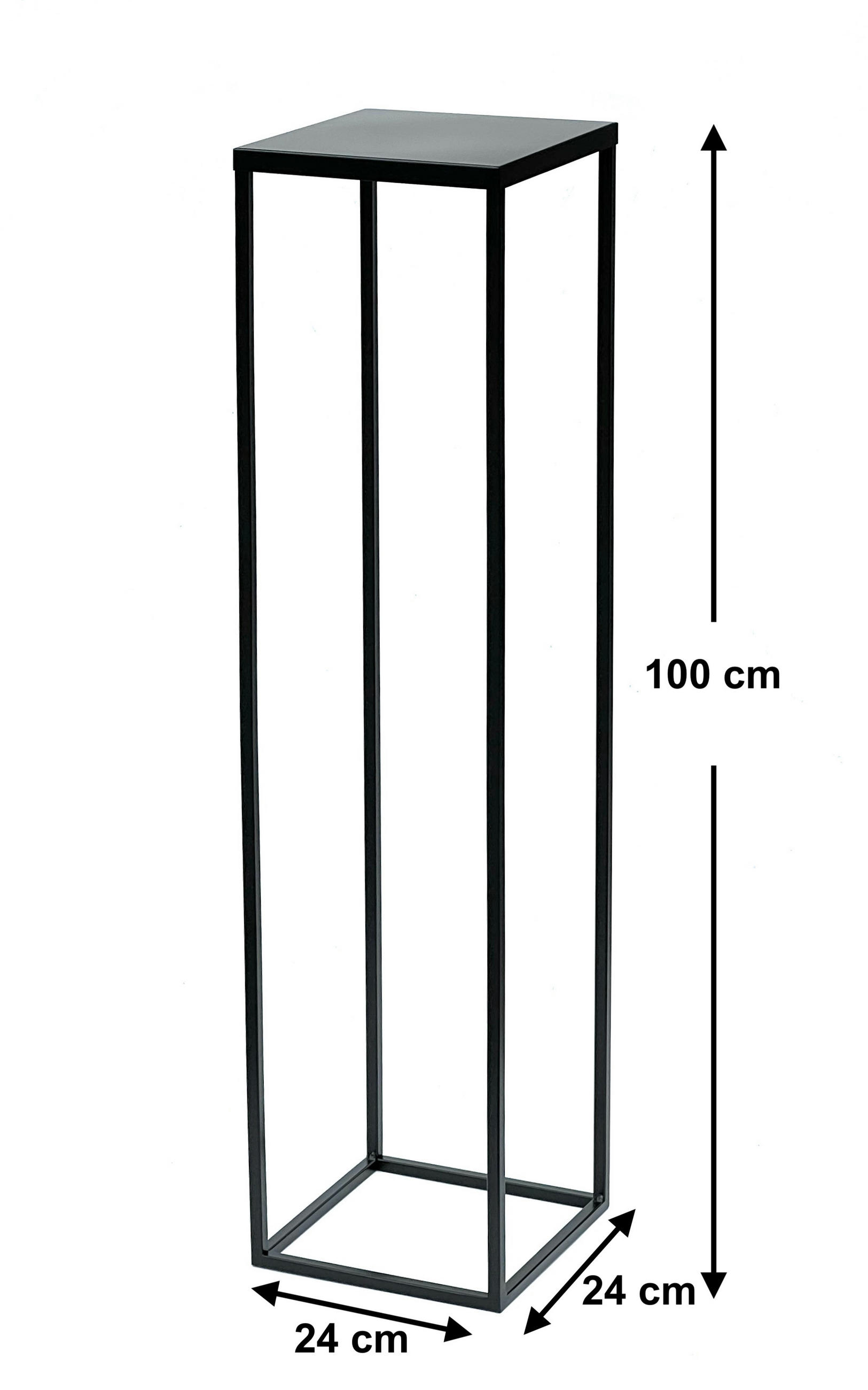 BLUMENHOCKER Metall Schwarz 100 cm Eckig FRA-006 - Schwarz, Metall (24/100/24cm) - DanDiBo