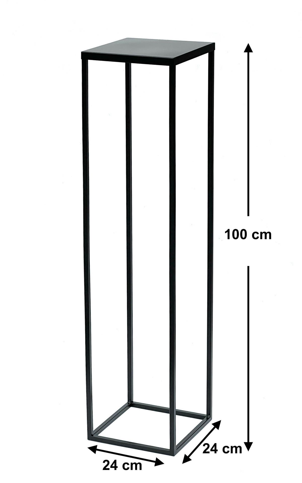 BLUMENHOCKER Metall Schwarz 100 cm Eckig FRA-006 - Schwarz, Metall (24/100/24cm) - DanDiBo