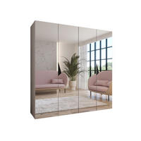 DREHTÜRENSCHRANK 202/200/52 4-türig - Beige/Schwarz, Holz/Metall (200/202/52cm) - Abiks Möbel