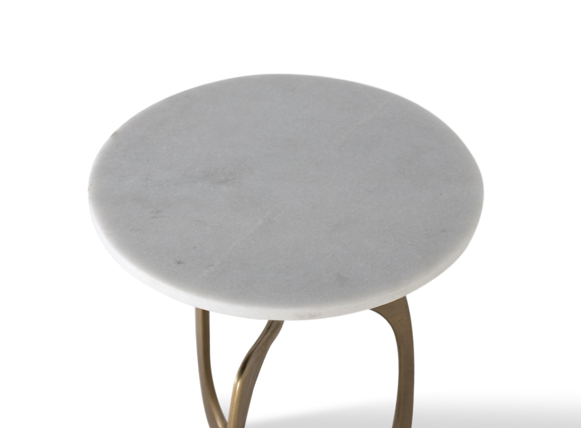 BEISTELLTISCH aus Marmor - Goldfarben, Metall (41/41/56cm) - Giner y Colomer