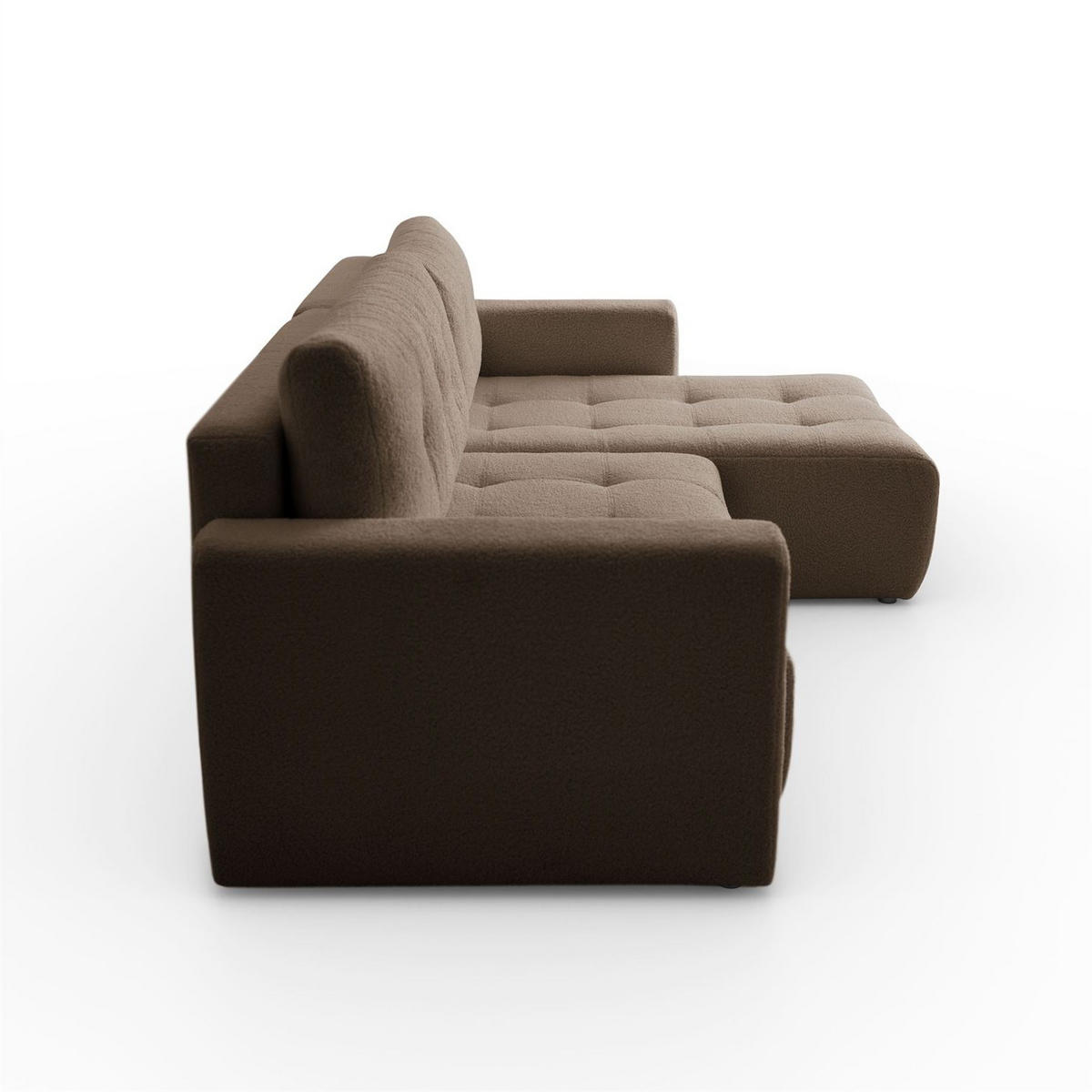 ECKSOFA VIENNA Stil Bettkasten und Funktionalität Bouclé Braun Rechts - Braun, Holz (261/143cm) - Kaiser Möbel