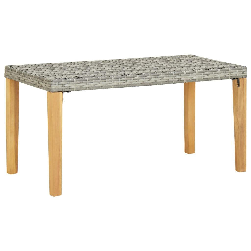 GARTENBANK 120 cm Grau Poly Rattan und Massivholz - Grau, Holz (120/40/40cm) - furnicato