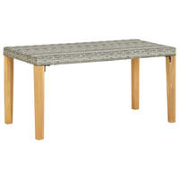 GARTENBANK 120 cm Grau Poly Rattan und Massivholz - Grau, Holz (120/40/40cm) - furnicato