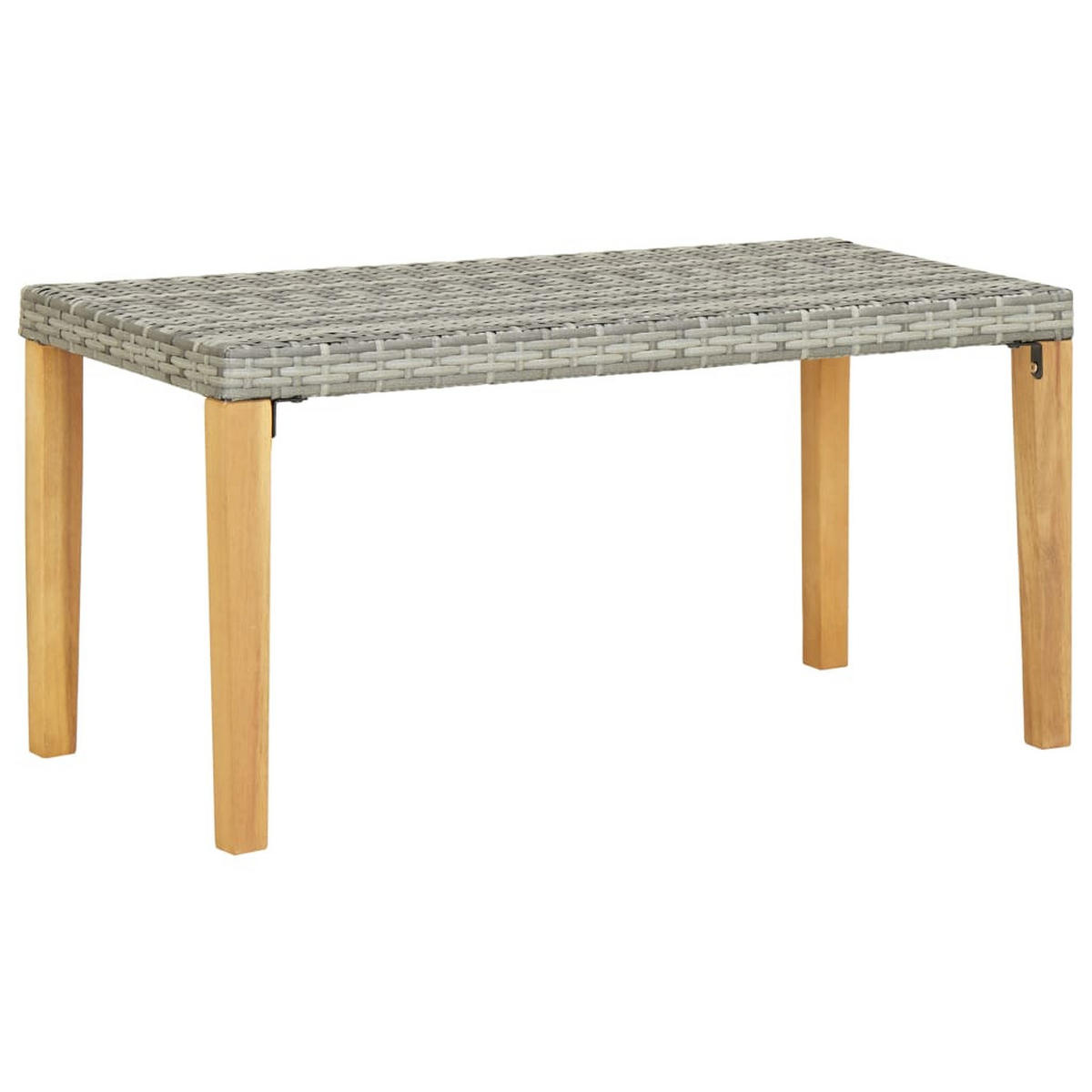 GARTENBANK 120 cm Grau Poly Rattan und Massivholz - Grau, Holz (120/40/40cm) - furnicato