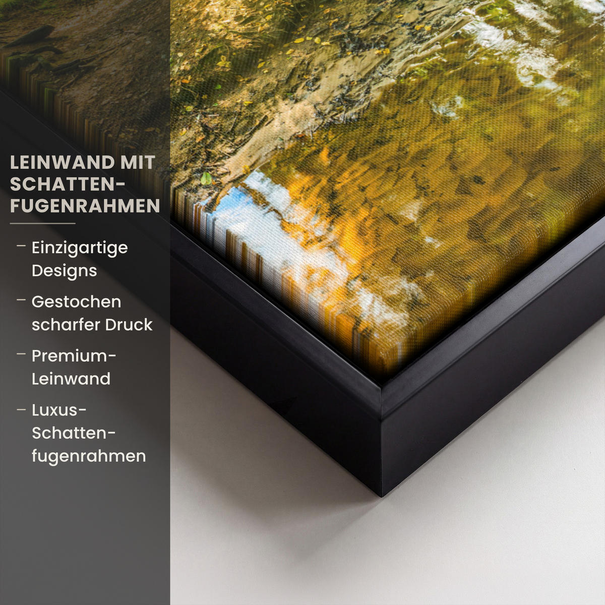 LEINWAND Bilder mit Rahmen - Wald - Landschaft - Wasser - Bäume - Sonne - Grün - Natur - 30x40 - Grün, Textil (30/40cm) - MuchoWow