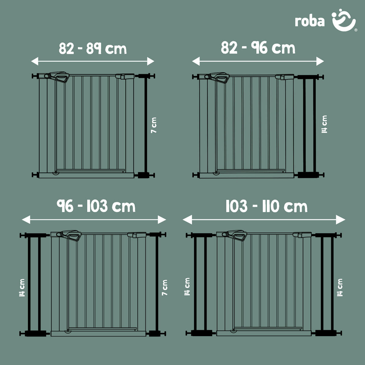 TÜRSCHUTZGITTER easySafe+ zum Klemmen - 75 - 82 cm - Schwarz, Metall (82/5cm) - Roba