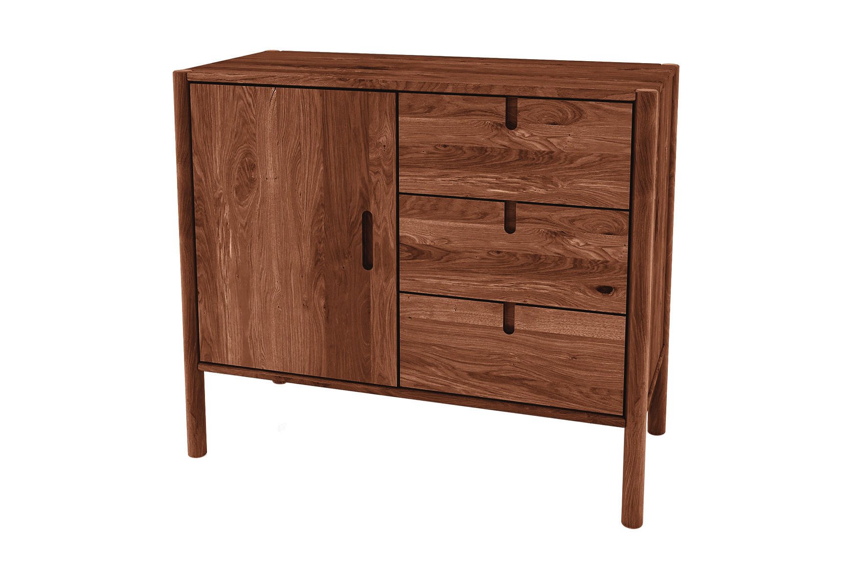 KOMMODE INA Wildeiche - Dunkelbraun, Holz (97/84/46cm) - byoak