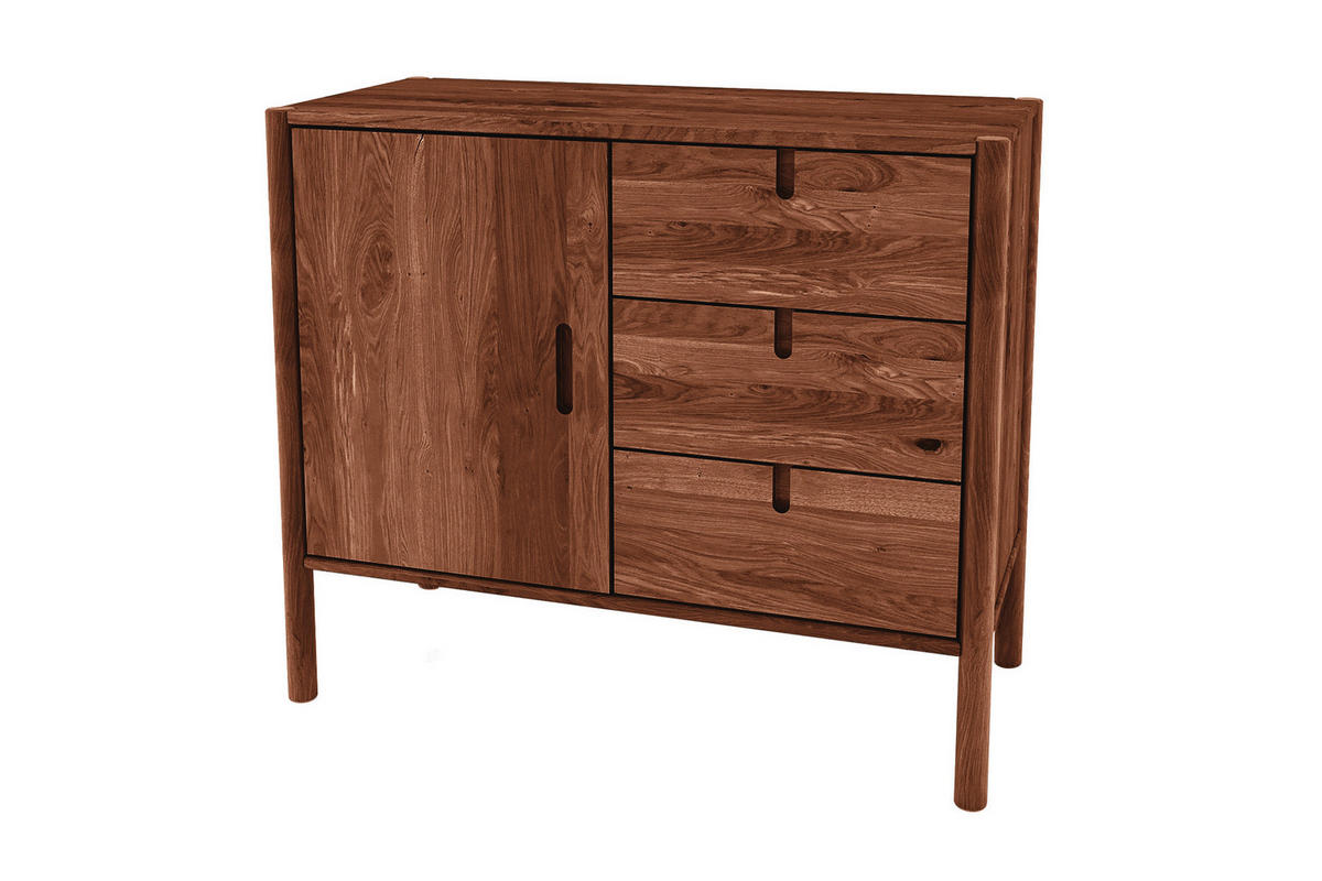 KOMMODE INA Wildeiche - Dunkelbraun, Holz (97/84/46cm) - byoak