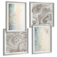 BILDER SET 4er Set - 50x50 cm & 40x60 cm Silberner Rahmen - Zarte Aquarellkartons - Silberfarben, Kunststoff (50/50cm) - TULUP